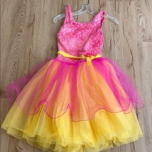 Pink yellow tulle dance ballet dress size 10